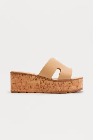 Aylin Cork Platform Wedges - Taupe