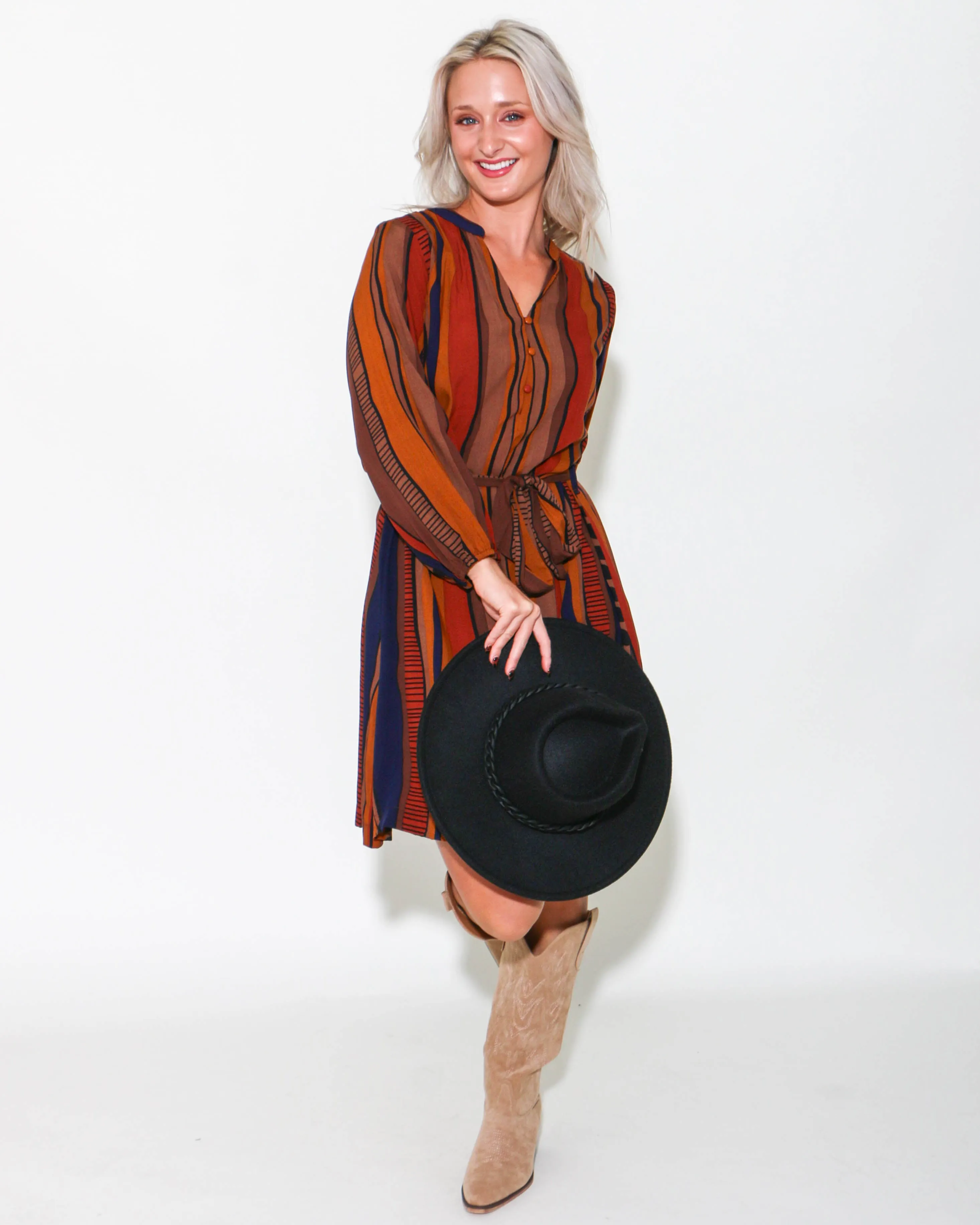 Belted Abstract Mini Dress