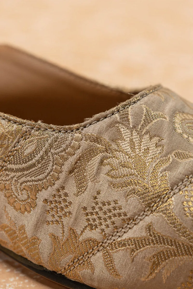 Gold Brocade Slingback Paisley Mojari