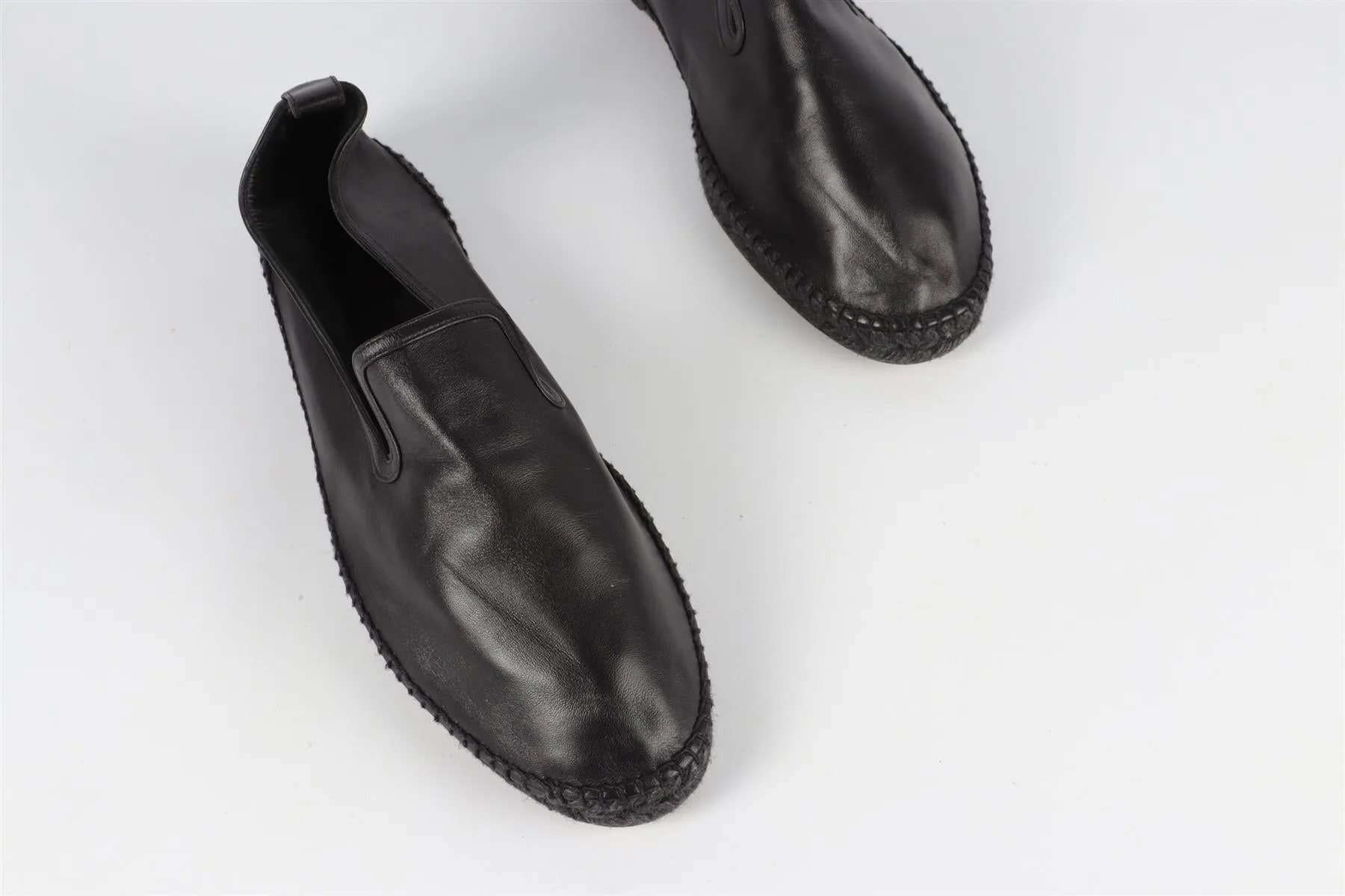 HERMÈS BLACK MEN'S LEATHER ESPADRILLES EU 45 UK 11 US 12