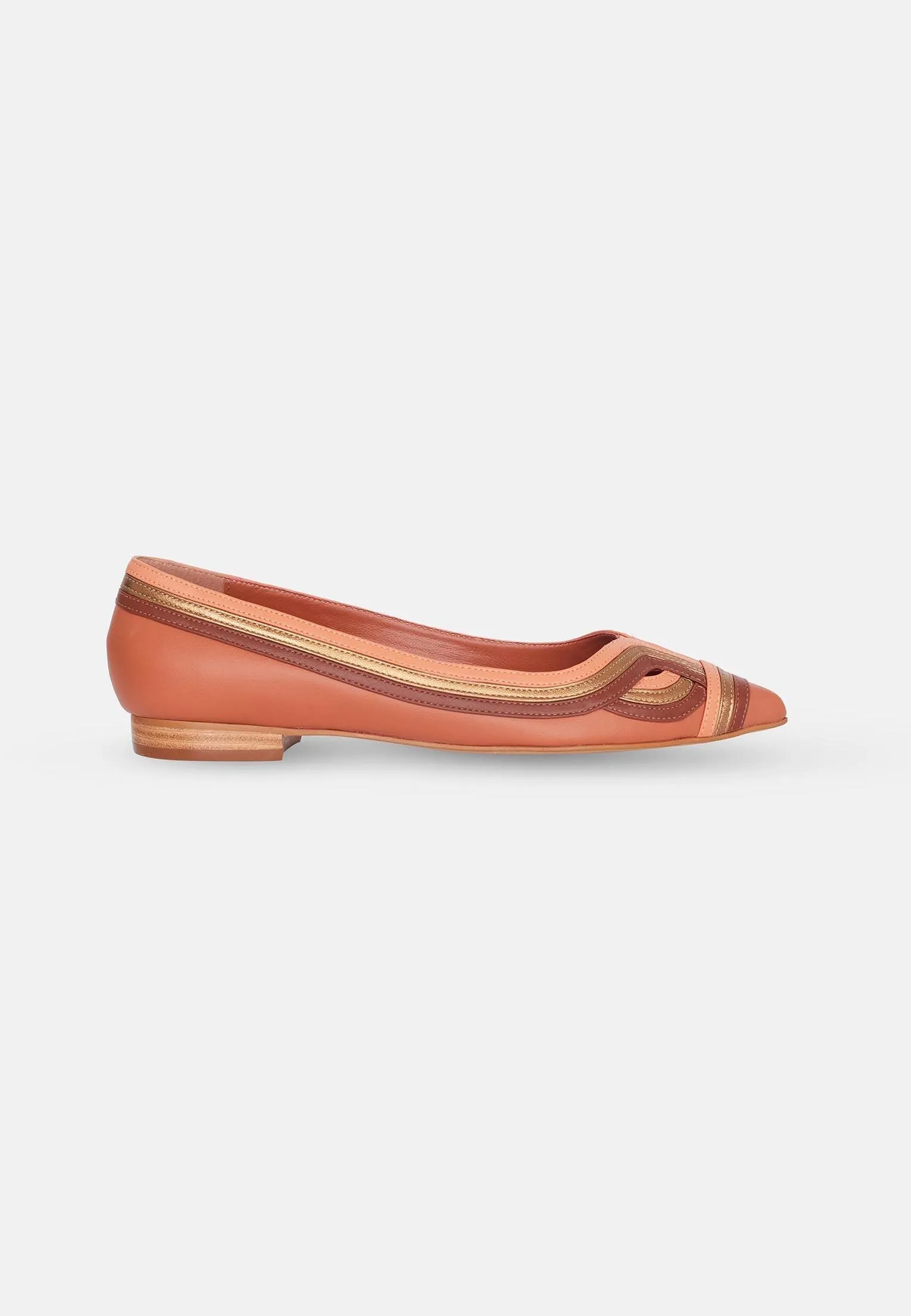 Ladies Classic Brown Leather Ballerina Shoes with a Cushioned Insole