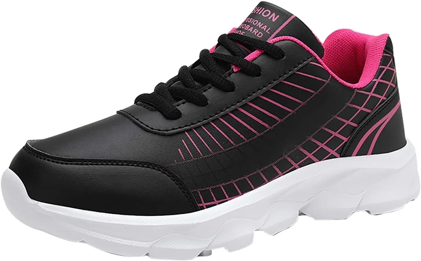 Non Slip Shoes Women Faux Pu Leather Lace Up Business Sneakers Outdoor Casual Comfortable Walking Training Shoes