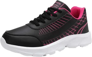 Non Slip Shoes Women Faux Pu Leather Lace Up Business Sneakers Outdoor Casual Comfortable Walking Training Shoes