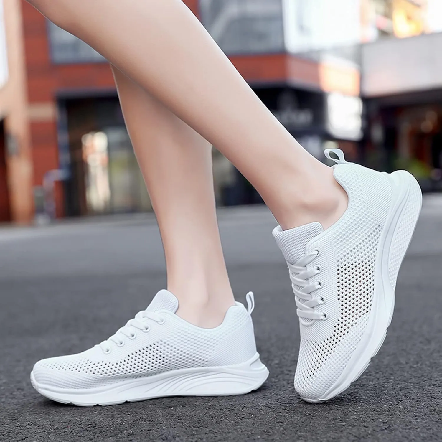 Sneakers for Women Casual Mesh Breathable Lace Up Walking Tennis Shoes Men Athletic Ladies Casual Shoes Black Platform Sneaker Black Tennis Shoe Trainers Shoe