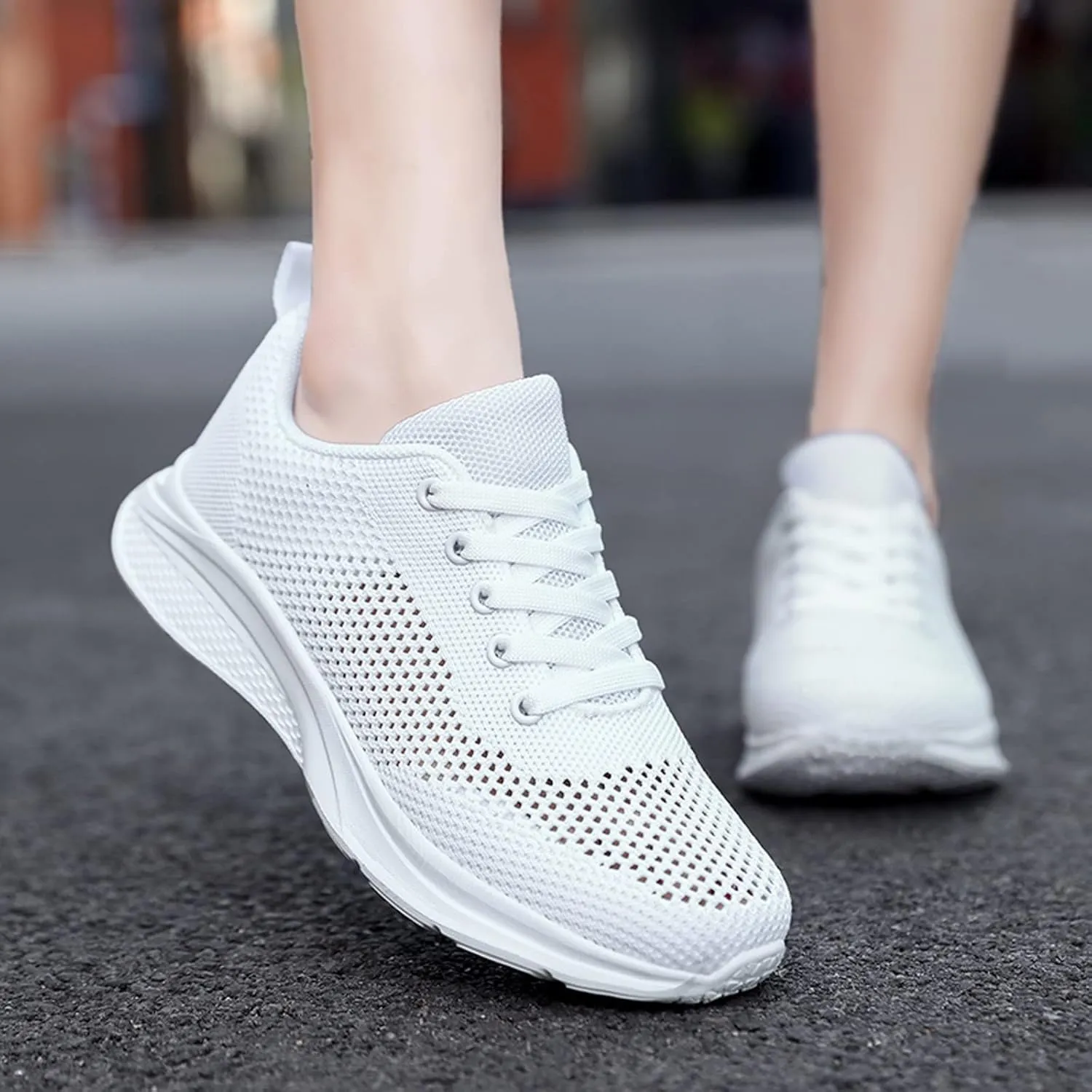 Sneakers for Women Casual Mesh Breathable Lace Up Walking Tennis Shoes Men Athletic Ladies Casual Shoes Black Platform Sneaker Black Tennis Shoe Trainers Shoe