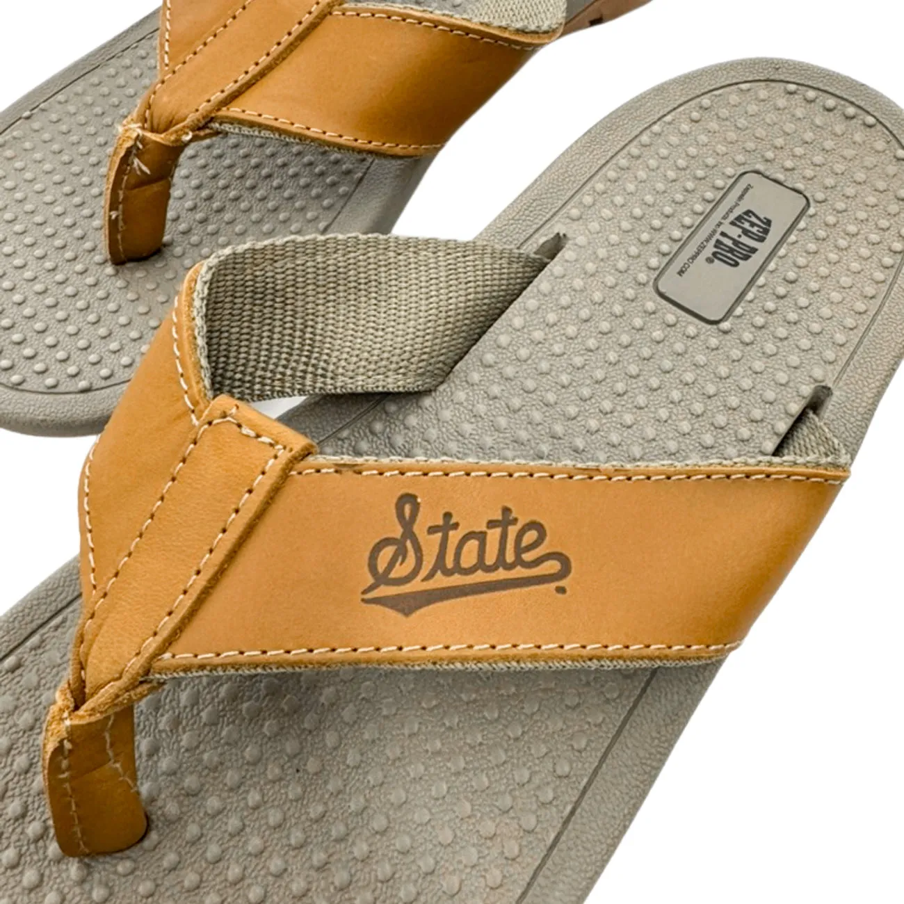 State Script Embossed Leather Sandal