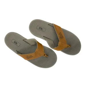 State Script Embossed Leather Sandal
