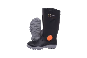 Stimela Gumboot Black Grey Steel Toe Cap