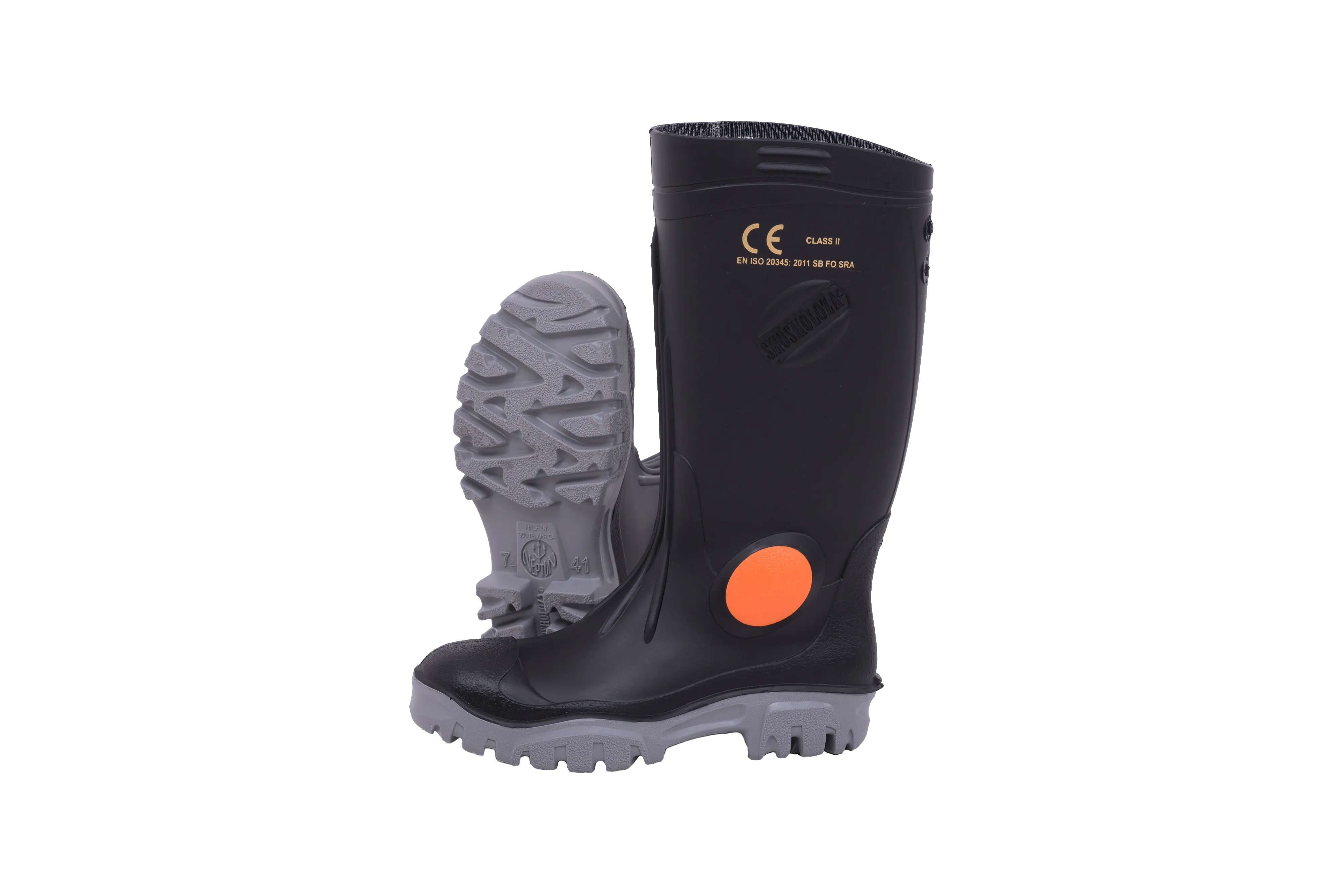 Stimela Gumboot Black Grey Steel Toe Cap