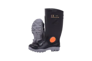 Stimela Gumboot Black Grey Steel Toe   Metatarsal Protector Gumboot