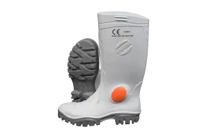 Stimela Gumboot  White Grey Steel  Toe Gumboot