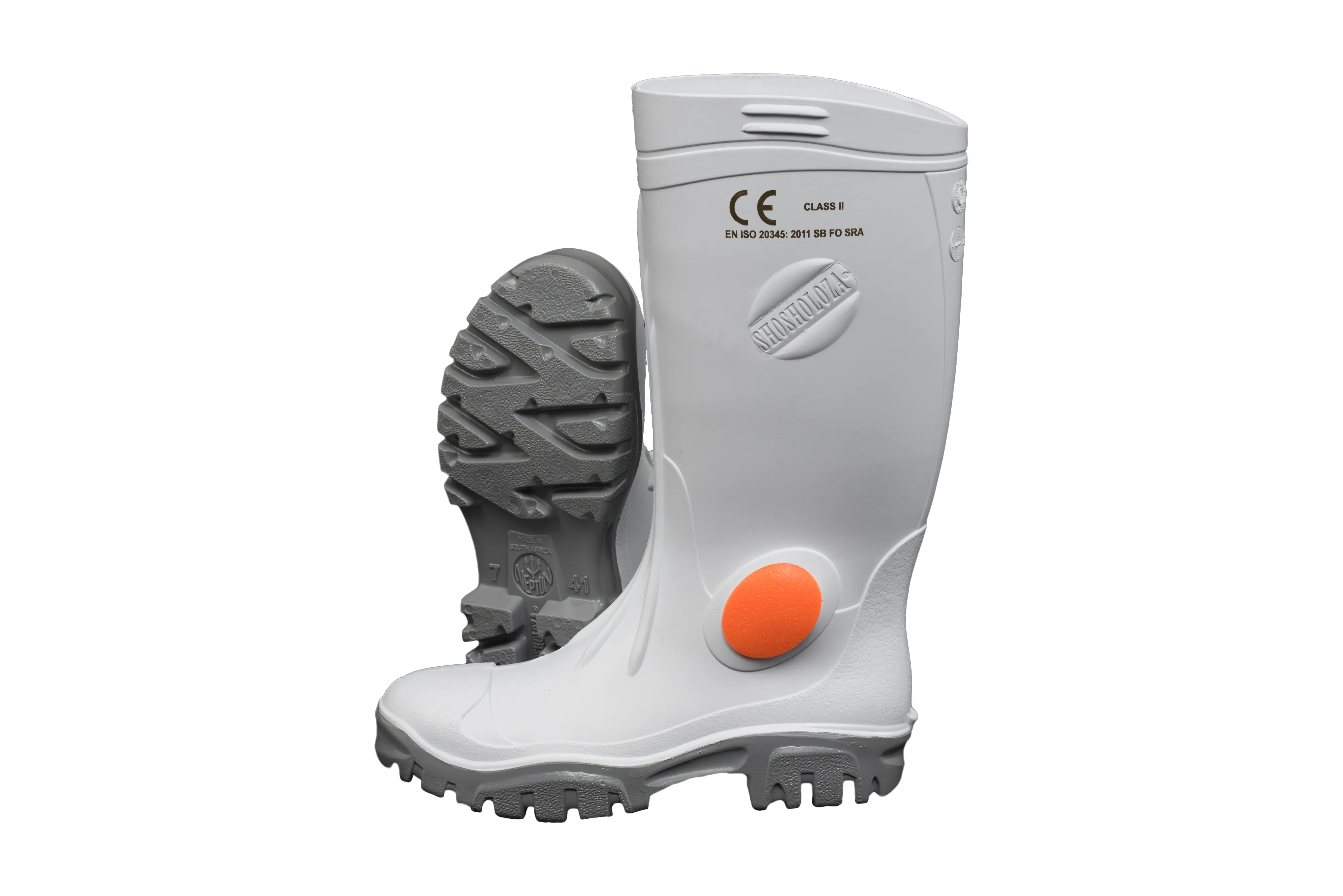 Stimela Gumboot  White Grey Steel  Toe Gumboot