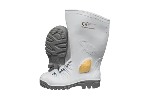 Stimela XP Gumboot White Grey Steel Toe   Metatarsal Protector