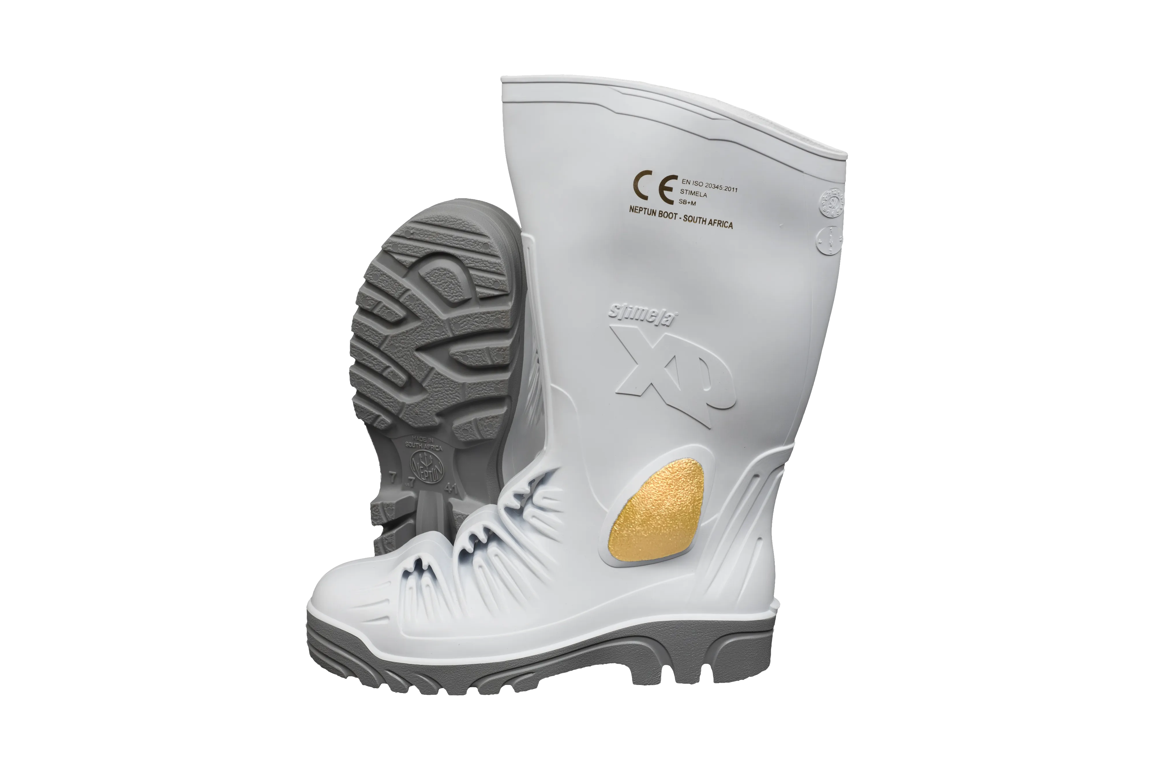 Stimela XP Gumboot White Grey Steel Toe   Metatarsal Protector